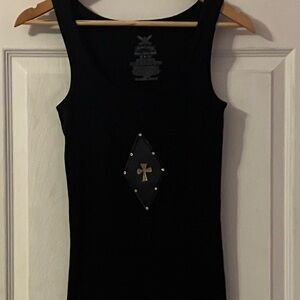 Elegant Black Tank Top with Gold Accent